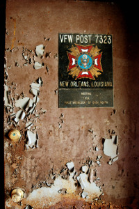 destroyed door of veteran meeting point